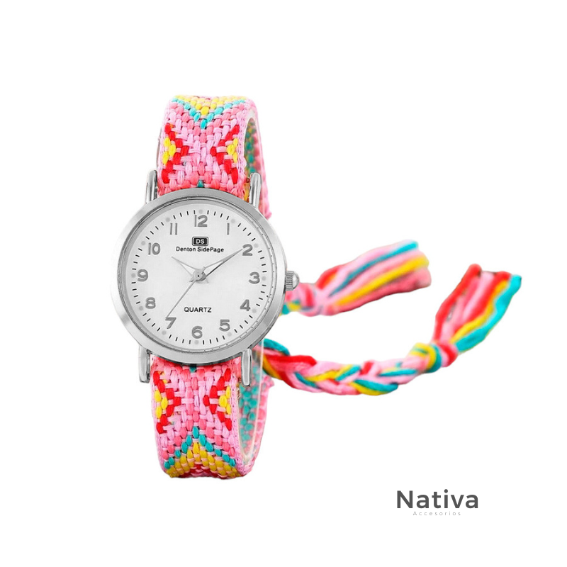 Reloj Tejido Artesanal Dama Mujer + Estu