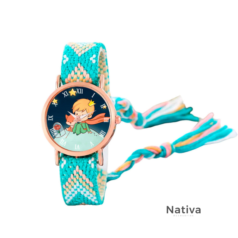 Reloj Principito Dorado Tejido Artesanal