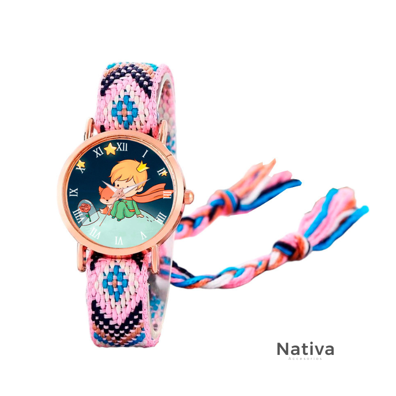 Reloj Principito Dorado Tejido Artesanal